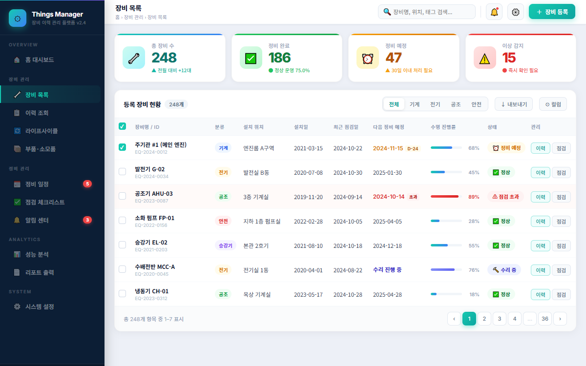Things Manager 화면